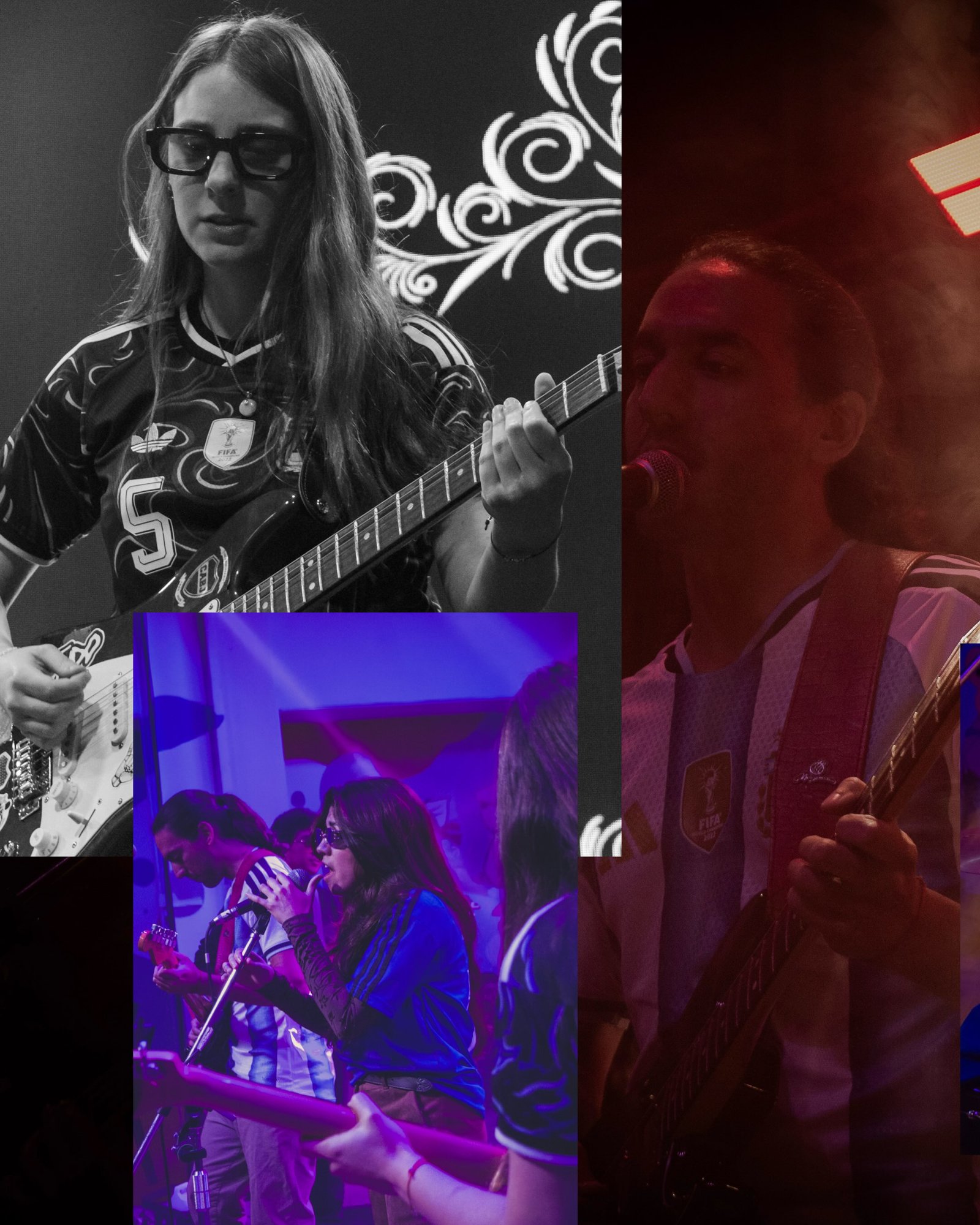 Collage de músicos de Escarlata Full Band en escena